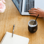 Calebasse à maté isotherme noire en acier inoxydable 25cl - Tasse à maté avec couvercle