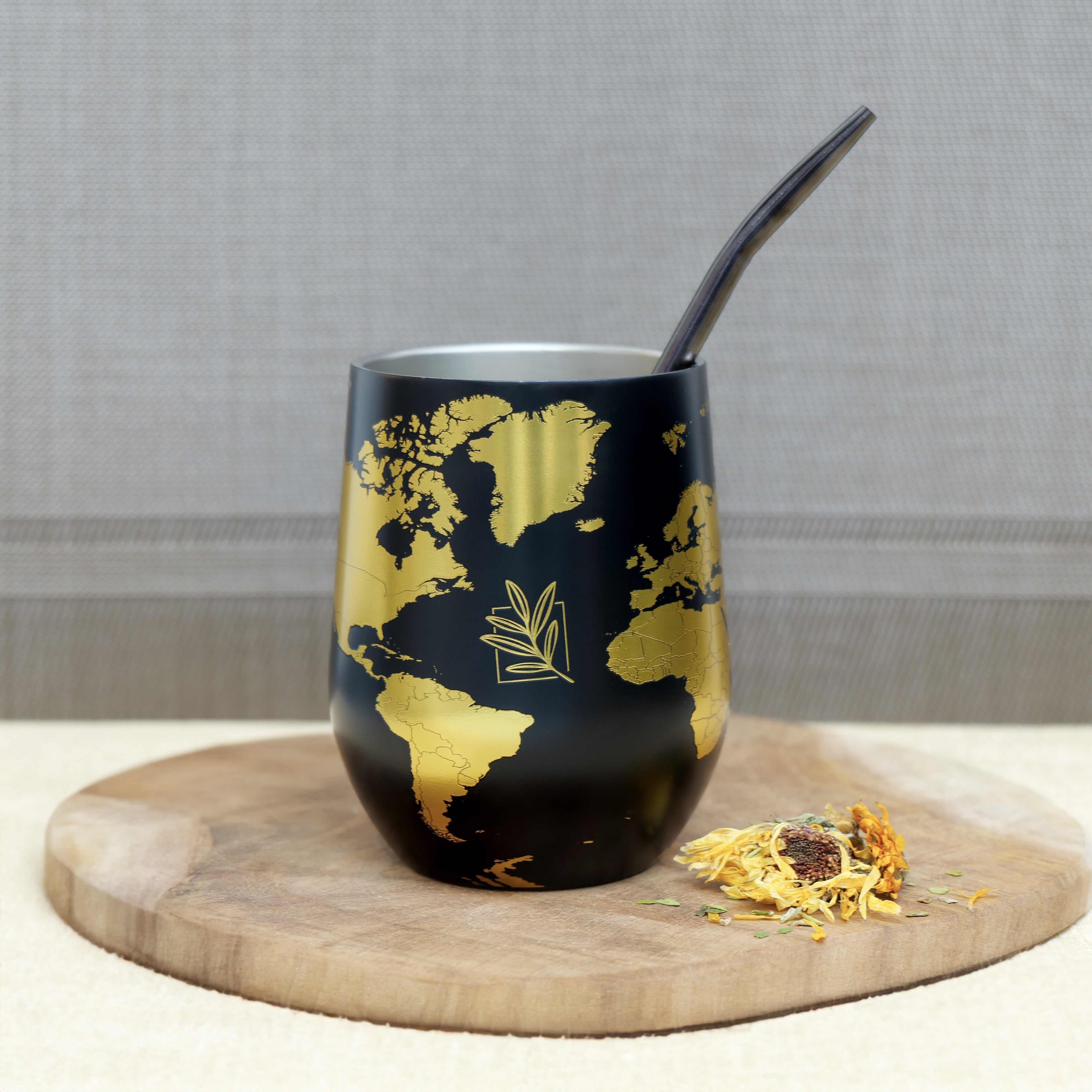 calebasse mundo - tasse à maté isotherme carte du monde