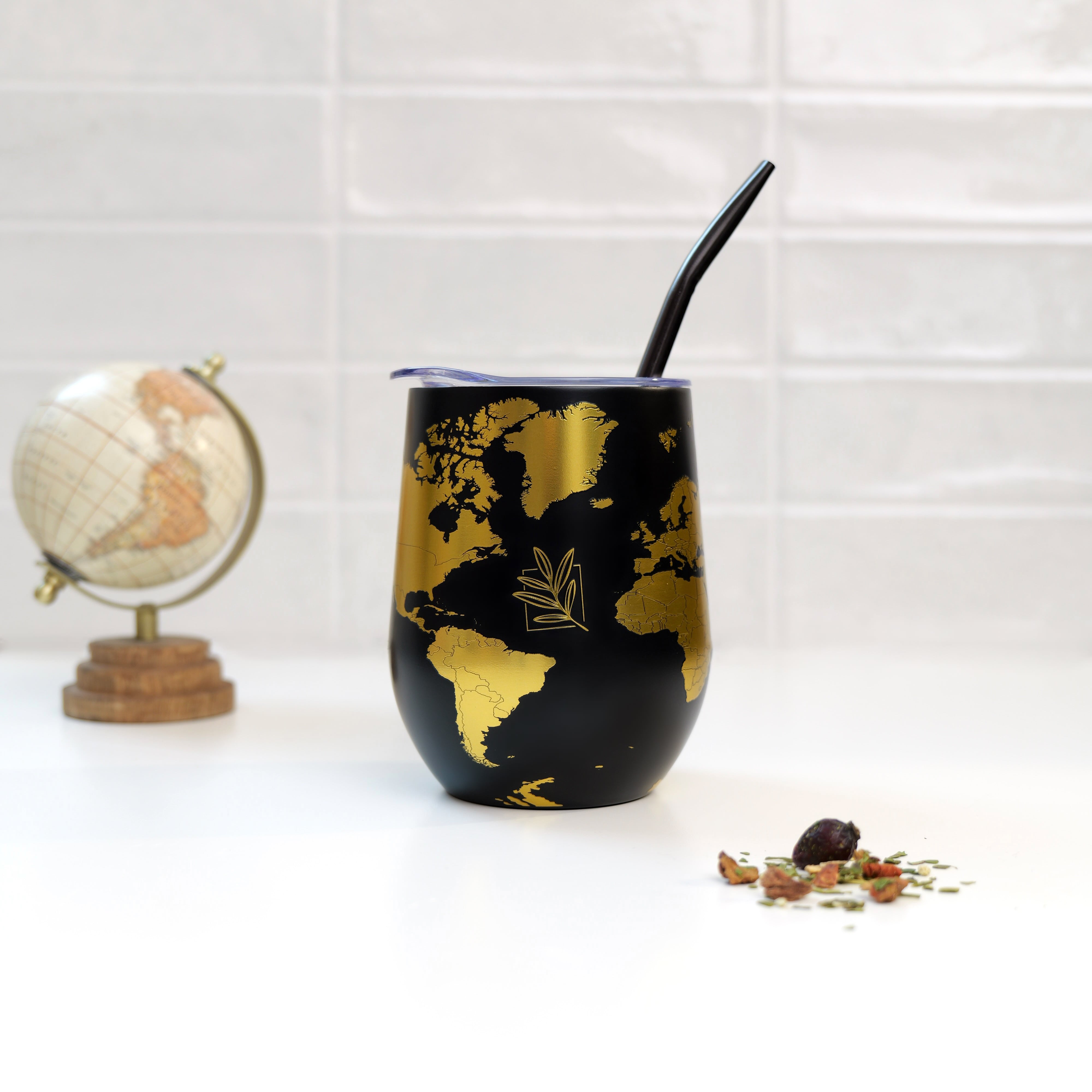 calebasse mundo - tasse à maté isotherme carte du monde