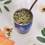 calebasse isotherme bleue et bronze en acier inoxydable format voyage à emmener partout avec vous opercule refermable - format 25 cl