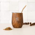 Calebasse à maté isotherme effet bois en acier inoxydable - Tasse design 35cl