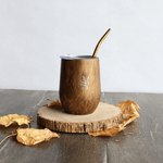 Calebasse à maté isotherme effet bois en acier inoxydable - Tasse design 35cl