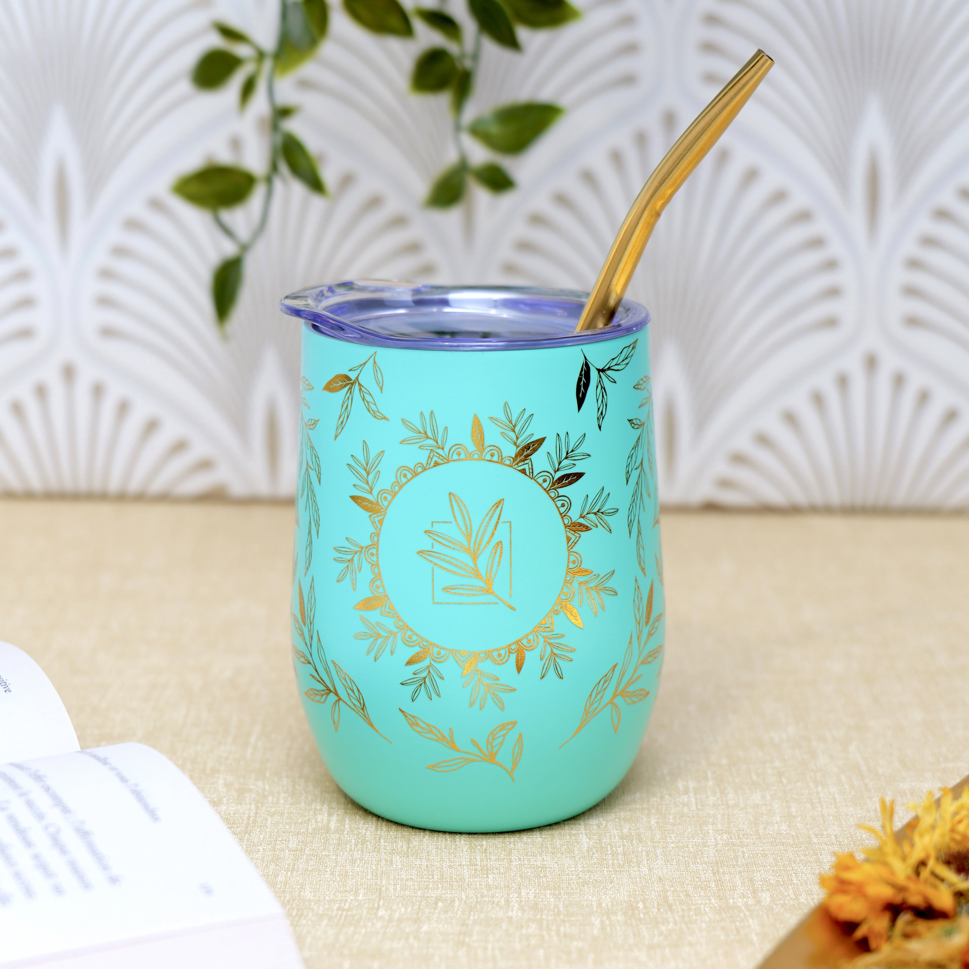 Calebasse à maté isotherme avec motifs fleurs et plantes Botanica - Tasse inox