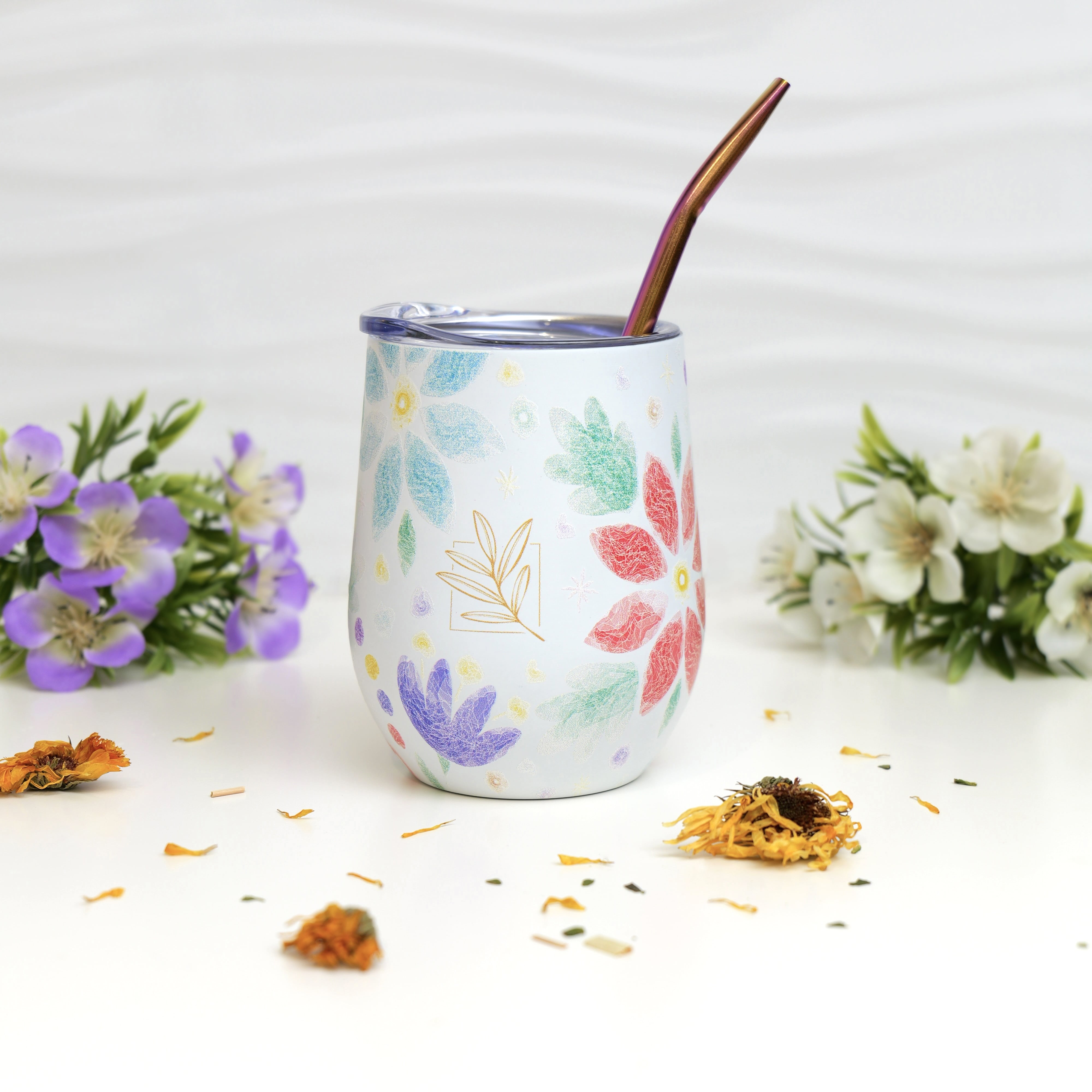 calebasse maté isotherme - tasse maté floral 35 cl