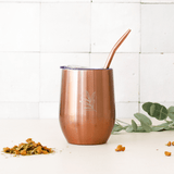 Calebasse à maté isotherme rose cuivré en acier inoxydable - Tasse design 35cl