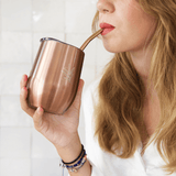 Calebasse à maté isotherme rose cuivré en acier inoxydable - Tasse design 35cl