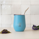 Calebasse à maté isotherme bleu pastel en acier inoxydable 35cl avec couvercle