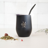 Calebasse à maté isotherme noire en acier inoxydable 35cl - Tasse à maté avec couvercle