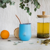 Tasse à maté moderne coloris bleu ciel pour infusion chaude ou froide - Style épuré