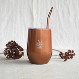 Calebasse à maté isotherme rose cuivré en acier inoxydable - Tasse design 35cl