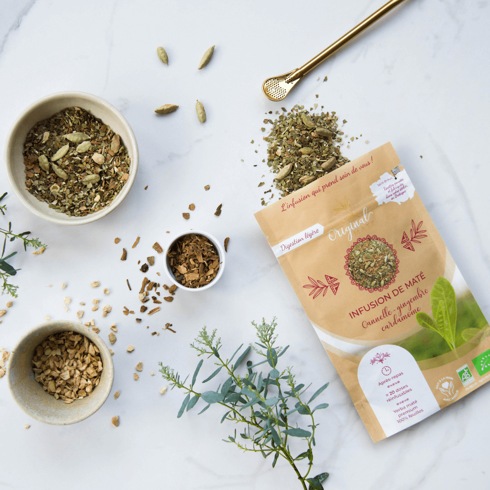Sachet de maté bio aux épices cannelle gingembre cardamome Original Mate - infusion bien-être